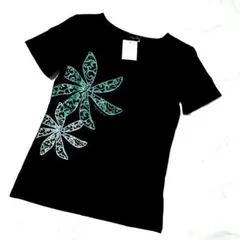 フラダンス タヒチアン 半袖Tシャツ ラメ ティアレ柄 (L) 新品未使用のサムネイル