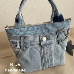 [620]デニム × レオパ ＊ ミニトートバッグのサムネイル