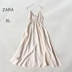 ZARA リネン混 キャミソールワンピース フレアワンピ 大きいサイズ XL