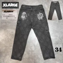 XLARGE VANDYTHEPINK 34 デニム スカル 刺繍 黒 コラボ
