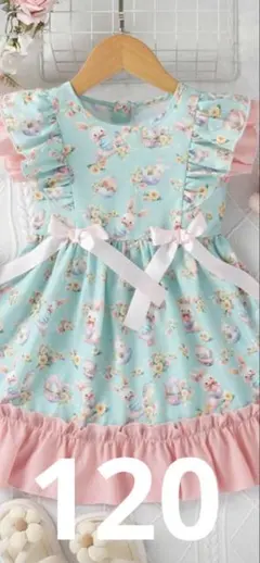 うさぎ花柄フリルワンピース