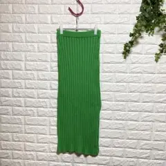 【マウジー】（F）コットン100リブニットナロースカート スリット ウエストゴム