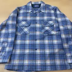 よ*こ様 青 ベージュ pendleton ウール ボードシャツ チェック US