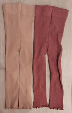 西松屋　ベビーリブメロウレギンス　ピンク2色セット　85