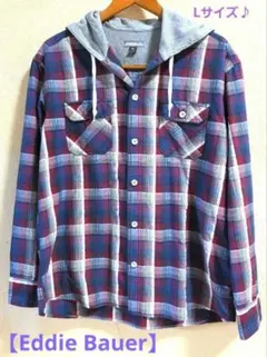 【Eddie Bauer】エディーバウアー フード付き チェックシャツ 長袖のサムネイル