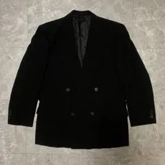DERAS ブラック ダブルブレストジャケット 無地 d26