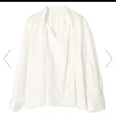 Ballsey ハイカウントサテン ネックフリルブラウス