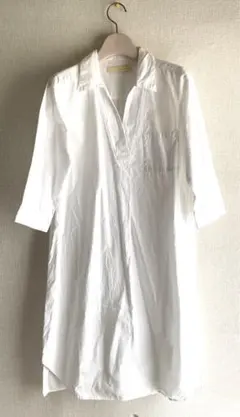 SLOBE IENA シャツワンピース　スキッパ衿　白　七分袖