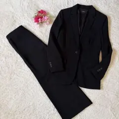 美品 theory ブラック パンツスーツ 0 S 黒 セットアップ セオリー