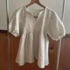 SAISONDEPAPILLONバルーンスリーブ シャツ 半袖　ライトグレーのサムネイル