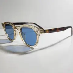 98サングラス ウェリントン ブルー 鼈甲 グラサン UV 男女兼用 韓国