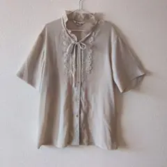 80s ヴィンテージ レトロ リボンブラウス フリル レース フェミニン 美品