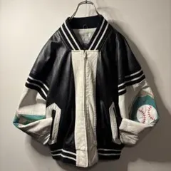 80's 90's vintage オーバーサイズ 本革 レザー ブルゾン