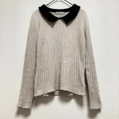⭐【アースミュージックアンドエコロジー】長袖ニットセーター リブ編み 襟付き S