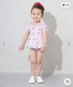 ベビー水着 女の子 花柄 セパレート フリル　petit main