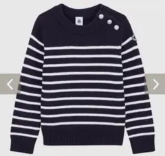 プチバトー　ネイビー ホワイト ストライプ セーター 100cm~ ニット
