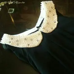 パール ラインストーン フォーマル ワンピース 黒 結婚式 パーティー