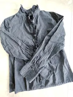 フリル シャツ 長袖 ブラック