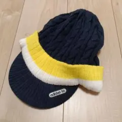 adidas ニット帽 ケーブル編み ネイビー