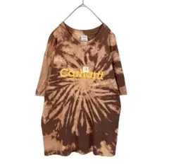 カーハート 半袖 Tシャツ ブリーチ加工 ブラウン 茶色 ロゴプリント Lサイズ