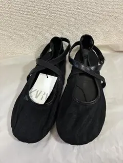 【新品】ZARA バレリーナ レース シューズ ブラック　38のサムネイル