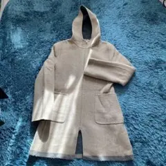 リバーシブル　ウールコート フード付き ベージュ グレー