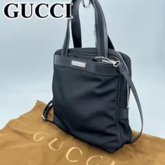 GUCCI ショルダーバッグ ハンドバッグ 2way ロゴ金具 キャンバス 黒のサムネイル