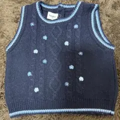 familiar ネイビー ケーブルニット ベビーベスト
