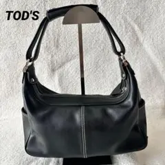 TOD'S トッズ ハンドバッグ 黒 本革 ファスナー 収納袋 レザー ブラックのサムネイル