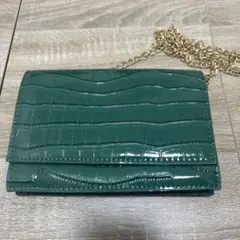 グリーン クロコダイル風 ショルダーバッグ