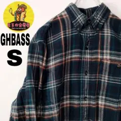 usa古着 GHBASS ネルシャツ　S  グリーン　ブラックブラウン　チェック