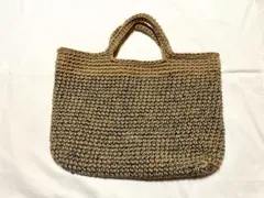 麻紐トートバッグ ベージュ×青　A4対応