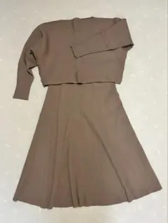 ミラオーウェン　リブ編み　セットアップ M ベージュ　モカ　ブラウン