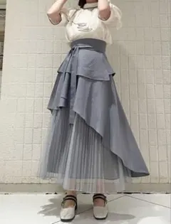 dazzlinアシメティアードプリーツスカート グレー
