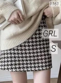 緑*も様 1161 GRL グレイル インパン裏地付き千鳥柄台形ミニスカート
