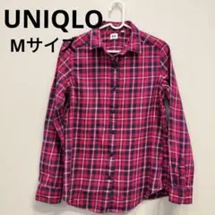 ユニクロ　UNIQLO　ネルシャツ　Mサイズ　レイヤードコーデ　綿