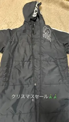 NEW BALANCE フード付きロング丈ベンチコート 130 ブラック　中綿