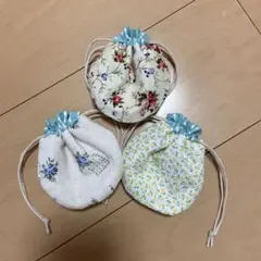 まんまる巾着袋ミニ3点セット　花柄