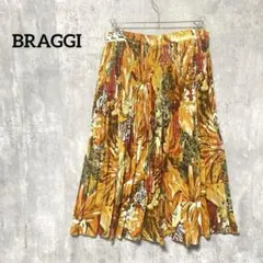 美品　BRAGGI 総柄ロングプリーツスカート西洋柄　古着　ヴィンテージ　秋冬