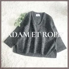 アダムエロペ　ウール100%ニット　Vネック　長袖　セーター　プルオーバー