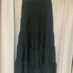 SHEIN ブラック ティアードロングスカート