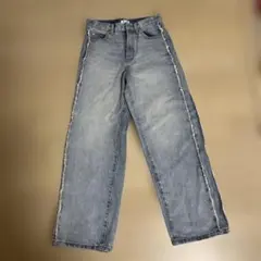 LOWRYS FARM デニムパンツ サイドフリンジ ワイド　デニム　ブルー