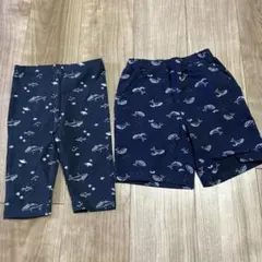 ネイビー ハーフパンツ・7分丈レギンスセット