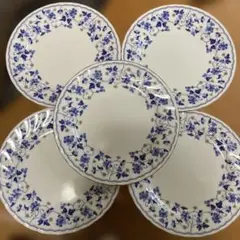 NARUMI 洋食器　５枚セット　白地に紺の花柄　２４センチ