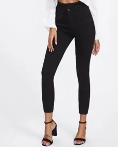 [a322] SHEIN ハイウエストスキニーパンツ　ブラック