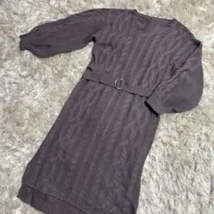 GRL リブニットワンピース　ボリューム袖　フリーサイズ