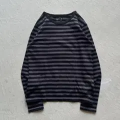 00s agnes b. border l/s ボーダー ロンt 黒 グレー