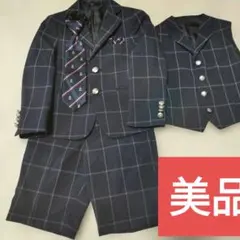 美品 ワンダーファクトリー フォーマルスーツ　ベスト付き　110 ネイビー