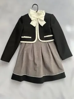 女の子フォーマルドレス 黒とグレー リボン付き