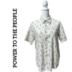POWER TO THE PEOPLE レトロ総柄シャツ M ナチュラルコットンのサムネイル